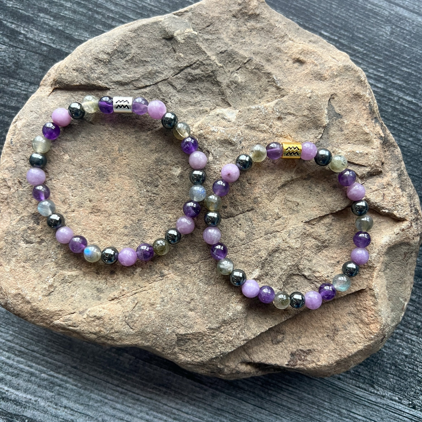 Aquarius Zodiac Gemstone Bracelet