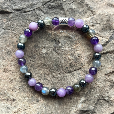 Aquarius Zodiac Gemstone Bracelet