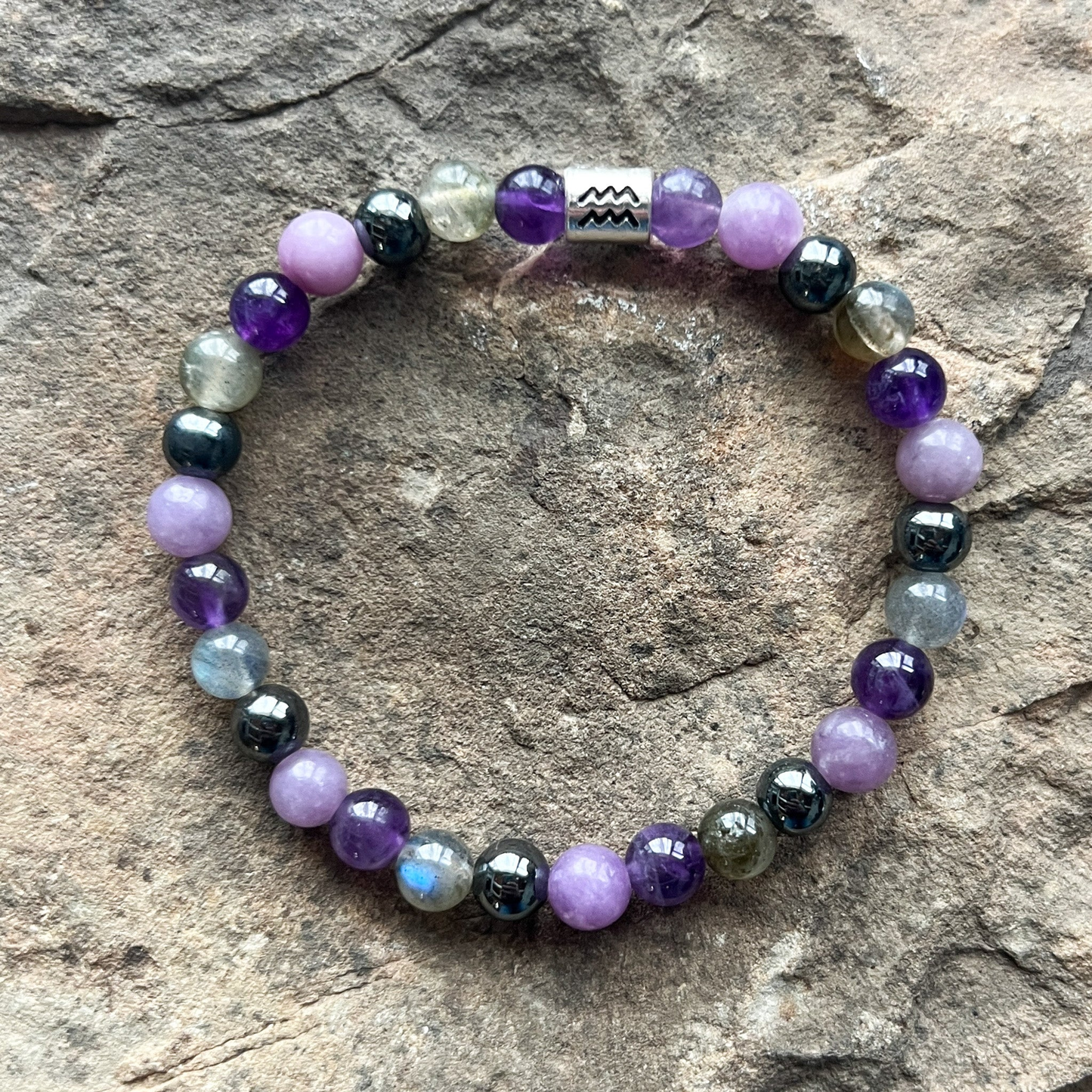 Aquarius Zodiac Gemstone Bracelet
