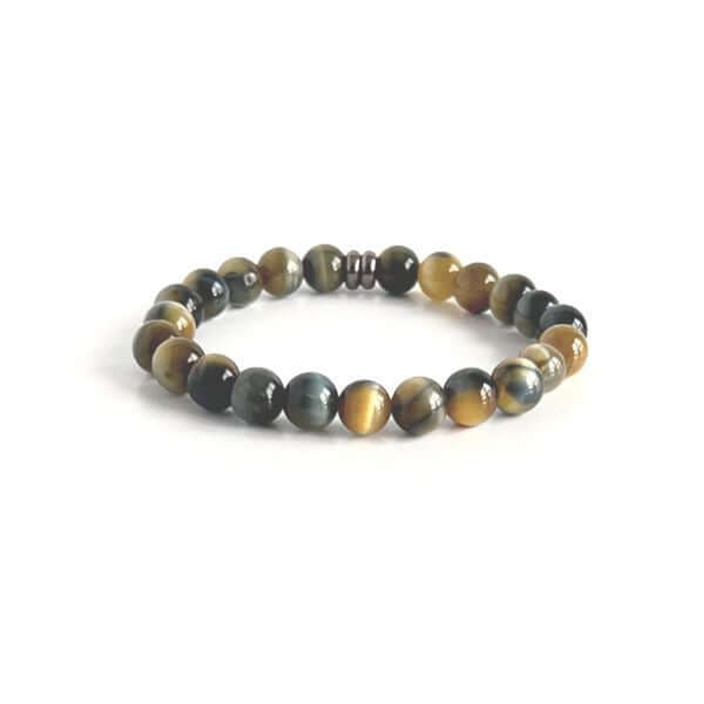 Blue and Blonde Tiger Eye Beaded Bracelet