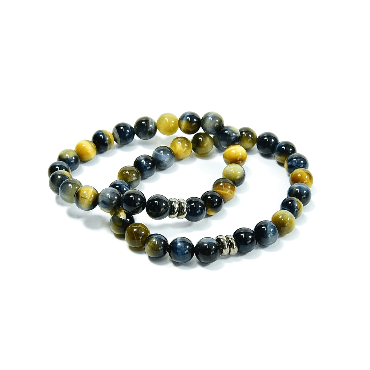 Blue and Blonde Tiger Eye Beaded Bracelet