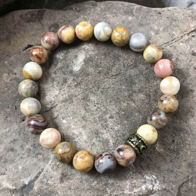 Crazy Lace Agate Beaded Bracelet