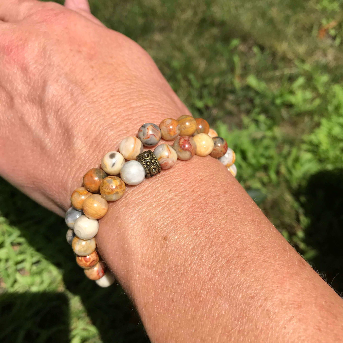 Crazy Lace Agate Beaded Bracelet