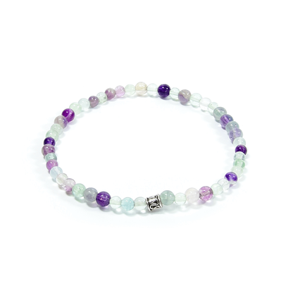 Fluorite and Amethyst Mini Beaded Bracelet