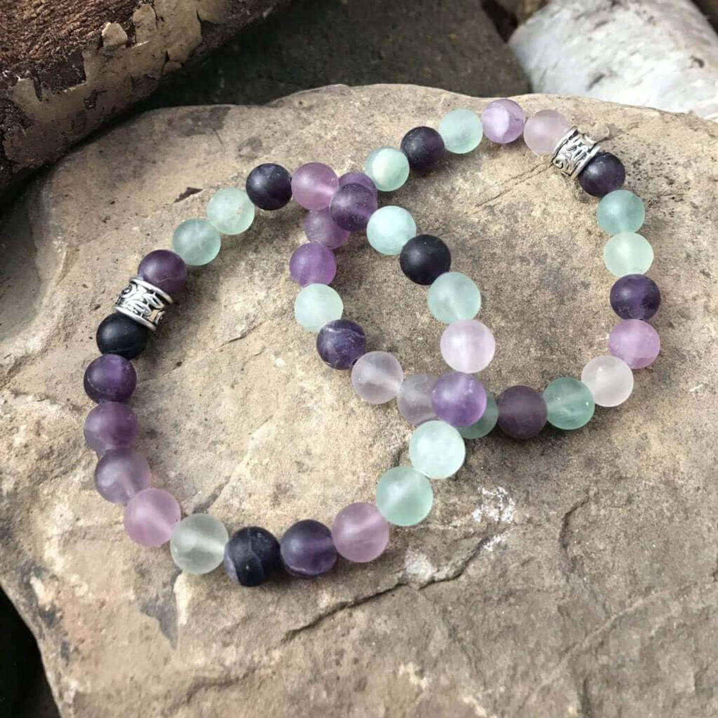 Frosted Fluorite Beaded Bracelet