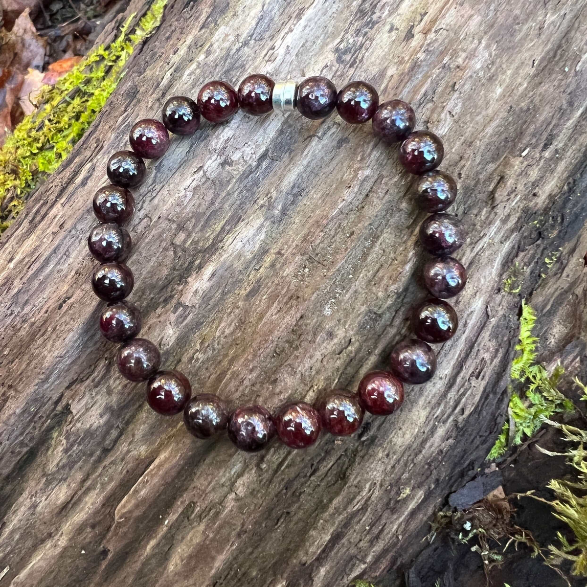 Garnet Beaded Bracelet, 8mm beads