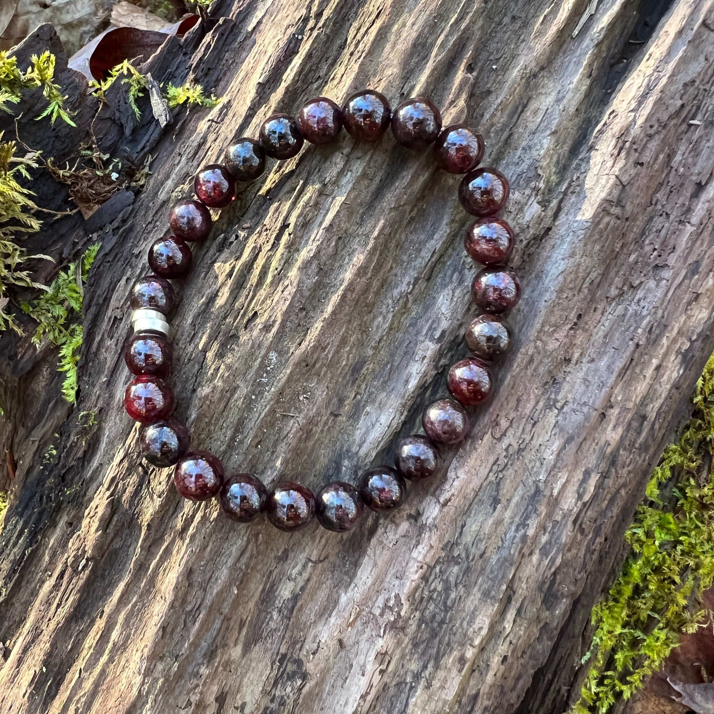Garnet Beaded Bracelet, 8mm beads