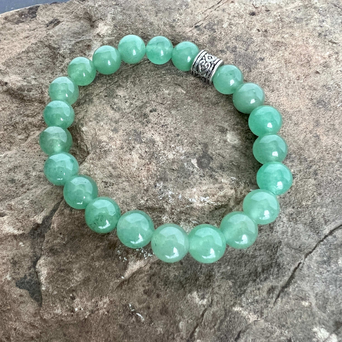 Green Aventurine Beaded Bracelet, 8mm beads
