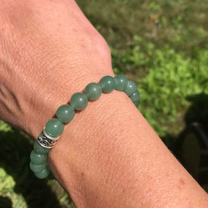Green Aventurine Beaded Bracelet, 8mm beads