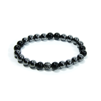 Hematite and Black Obsidian Beaded Bracelet