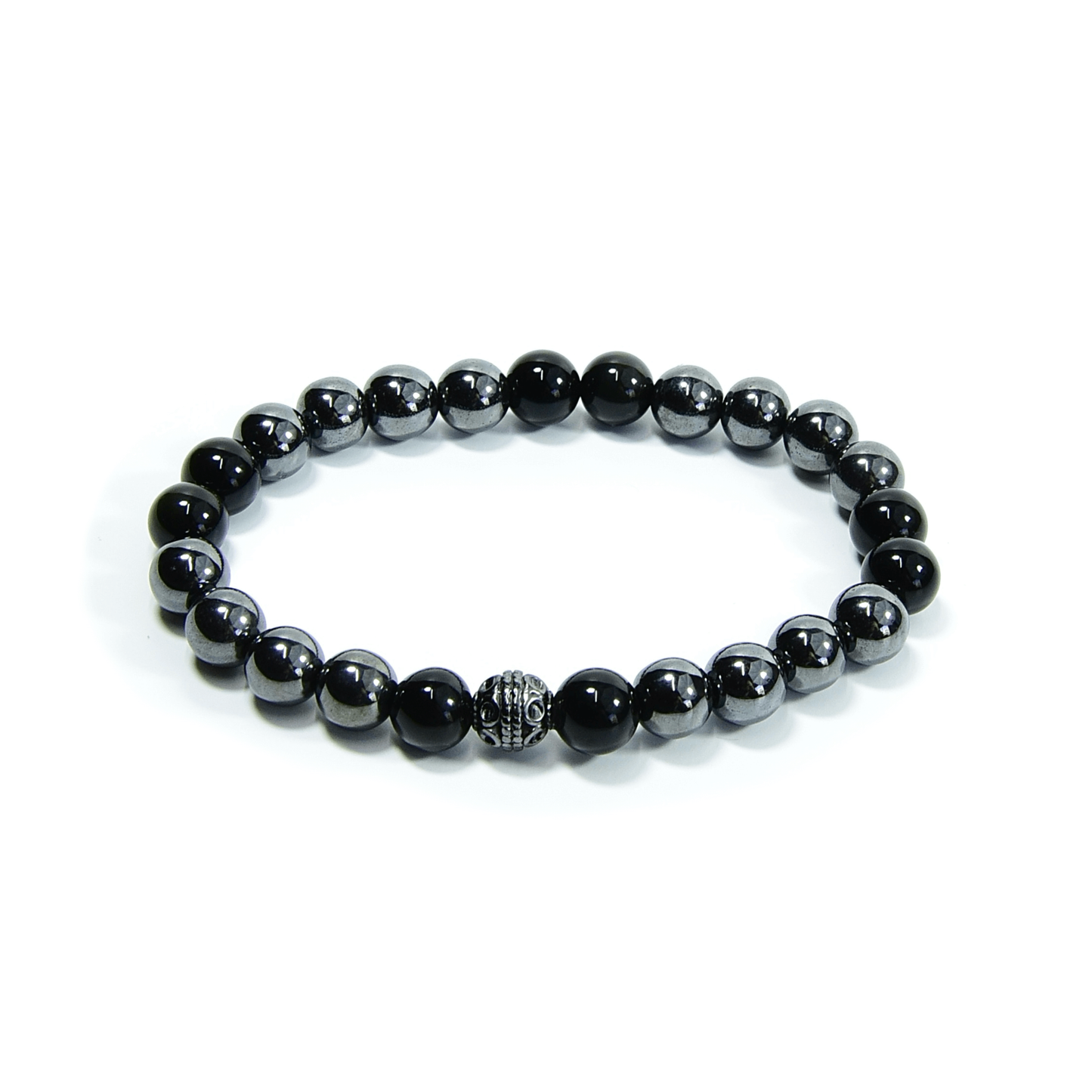 Hematite and Black Obsidian Beaded Bracelet
