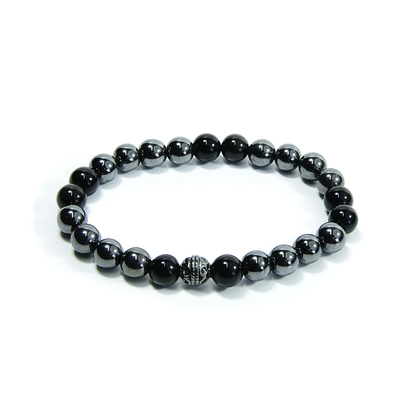 Hematite and Black Obsidian Beaded Bracelet