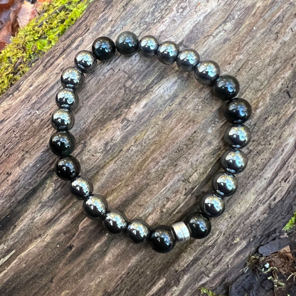 Hematite and Black Obsidian Beaded Bracelet