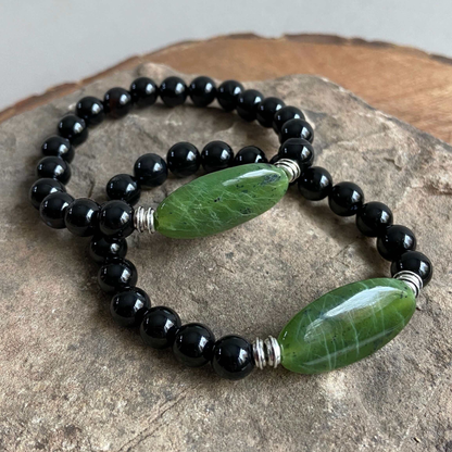 Green Jade Focal Stone Beaded Bracelet