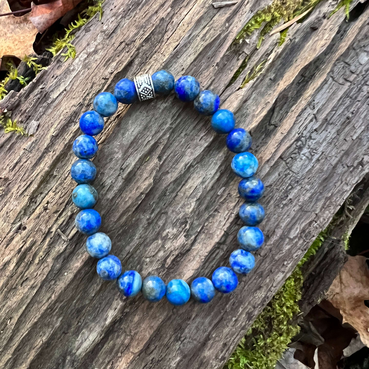 Lapis Lazuli Beaded Bracelet, 8mm beads
