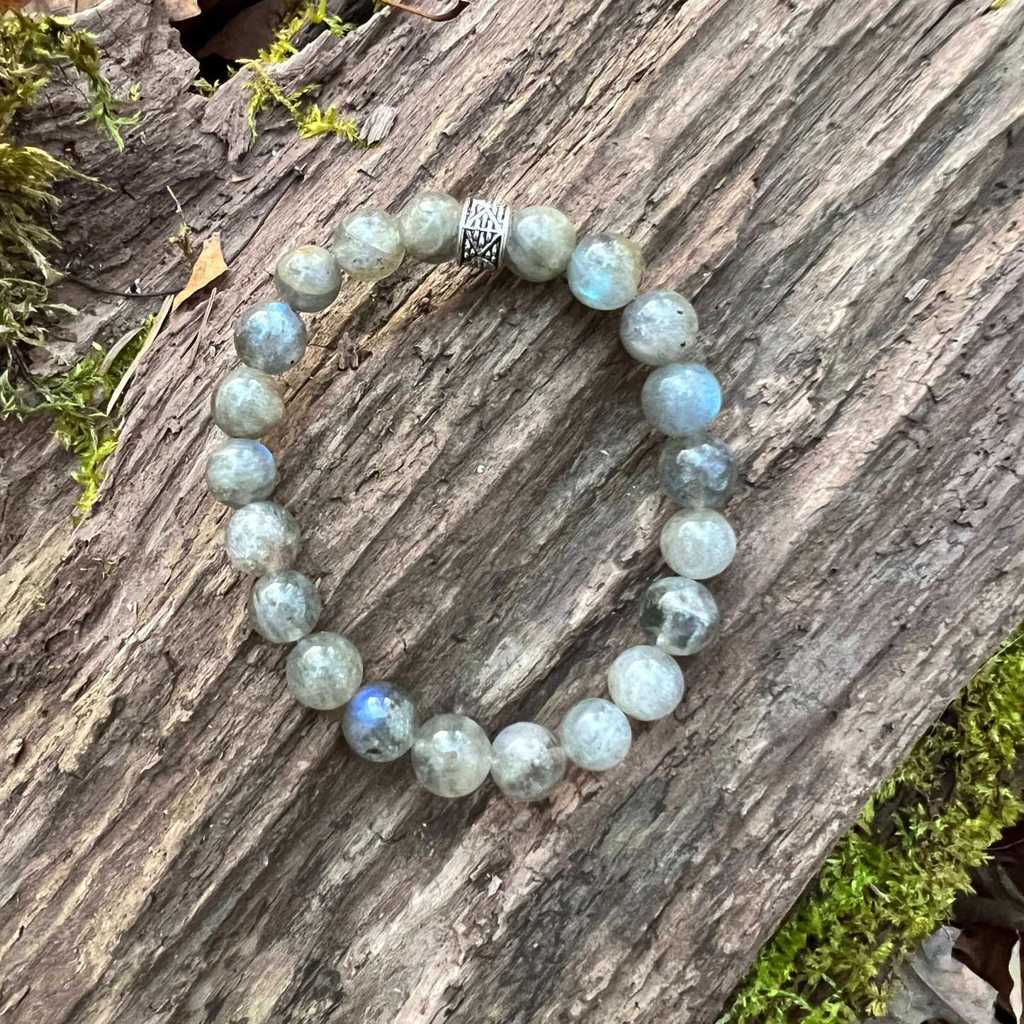 Labradorite Beaded Bracelet, 8mm beads