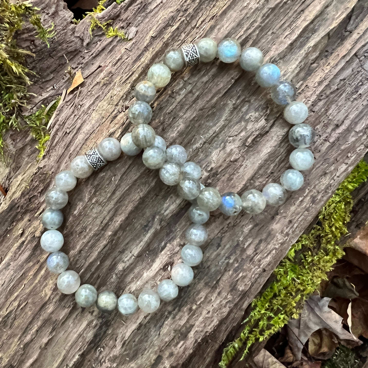 Labradorite Beaded Bracelet, 8mm beads