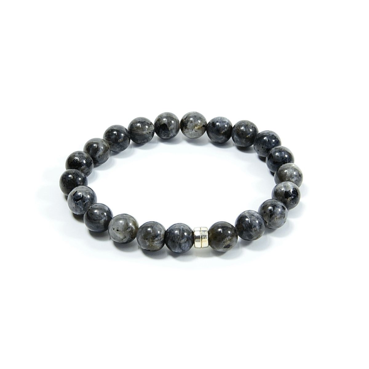 Larvikite Beaded Bracelet, 8mm beads