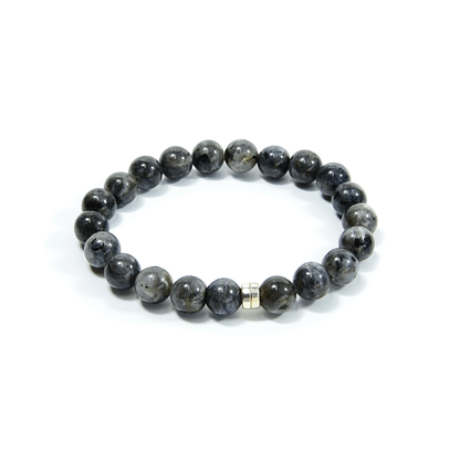 Larvikite Beaded Bracelet, 8mm beads