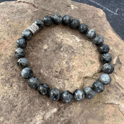Larvikite Beaded Bracelet, 8mm beads