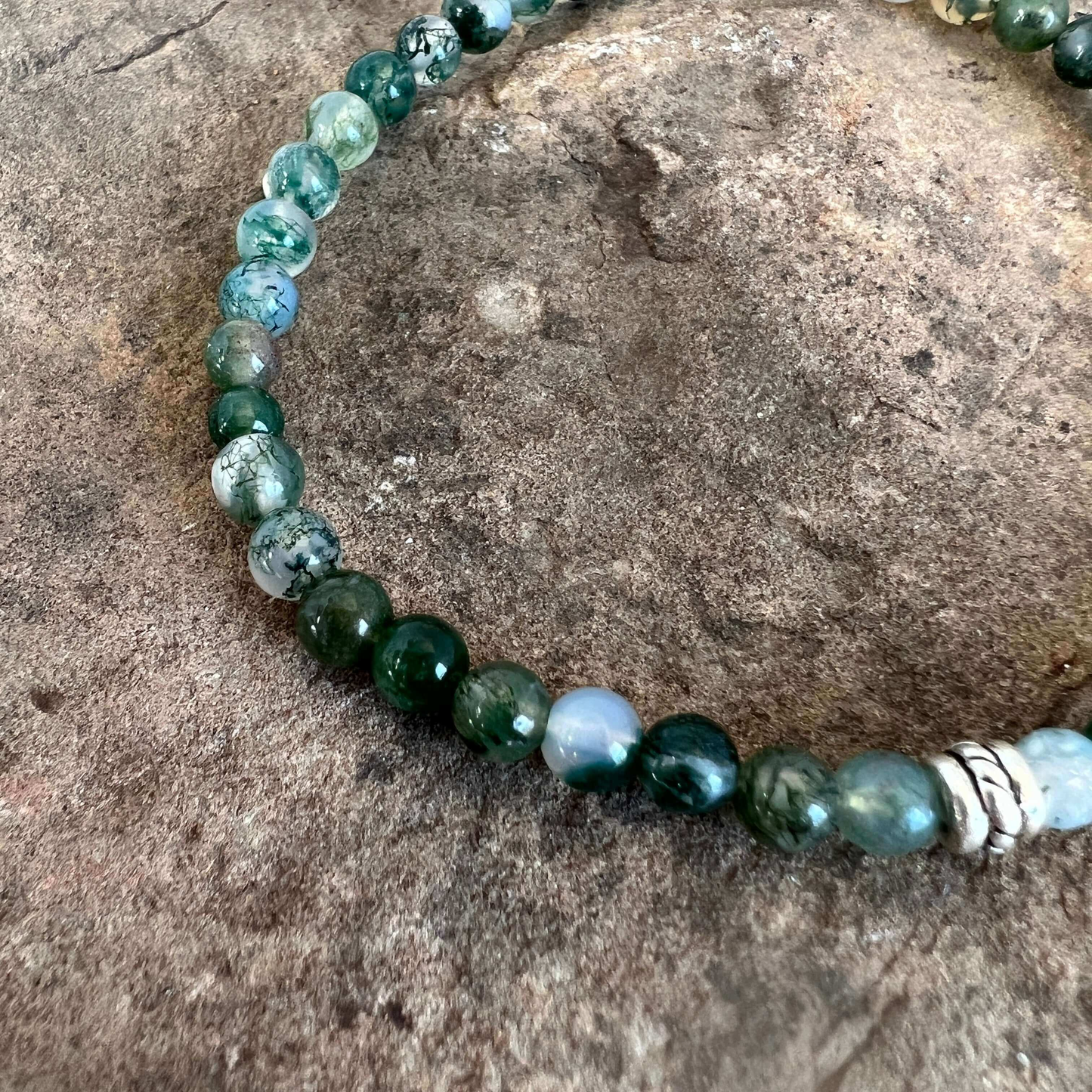 Moss Agate Mini Beaded Bracelet