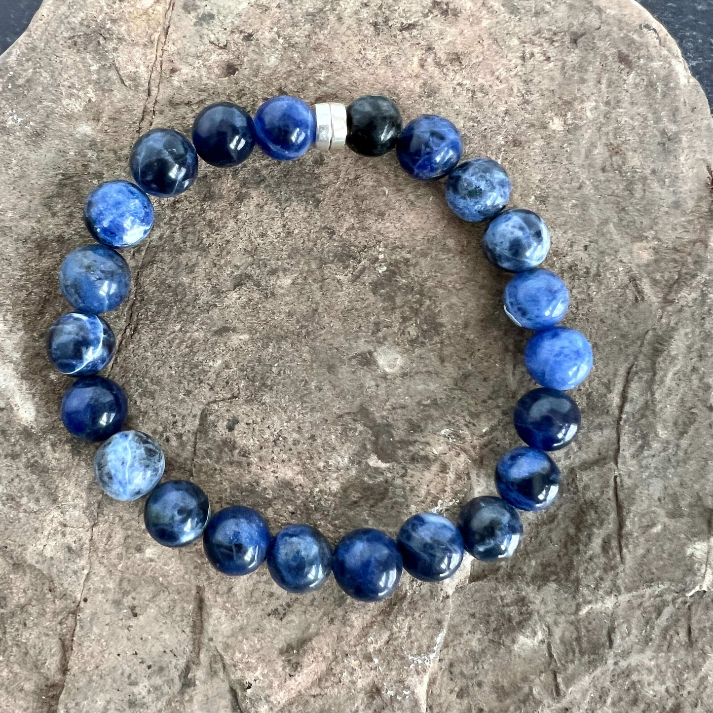 Sodalite Beaded Bracelet, 8mm beads