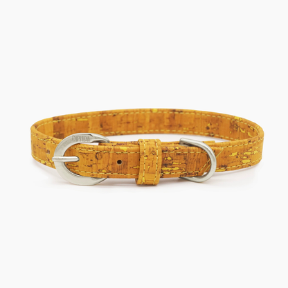Honey Yellow Cork Leather Dog Collar