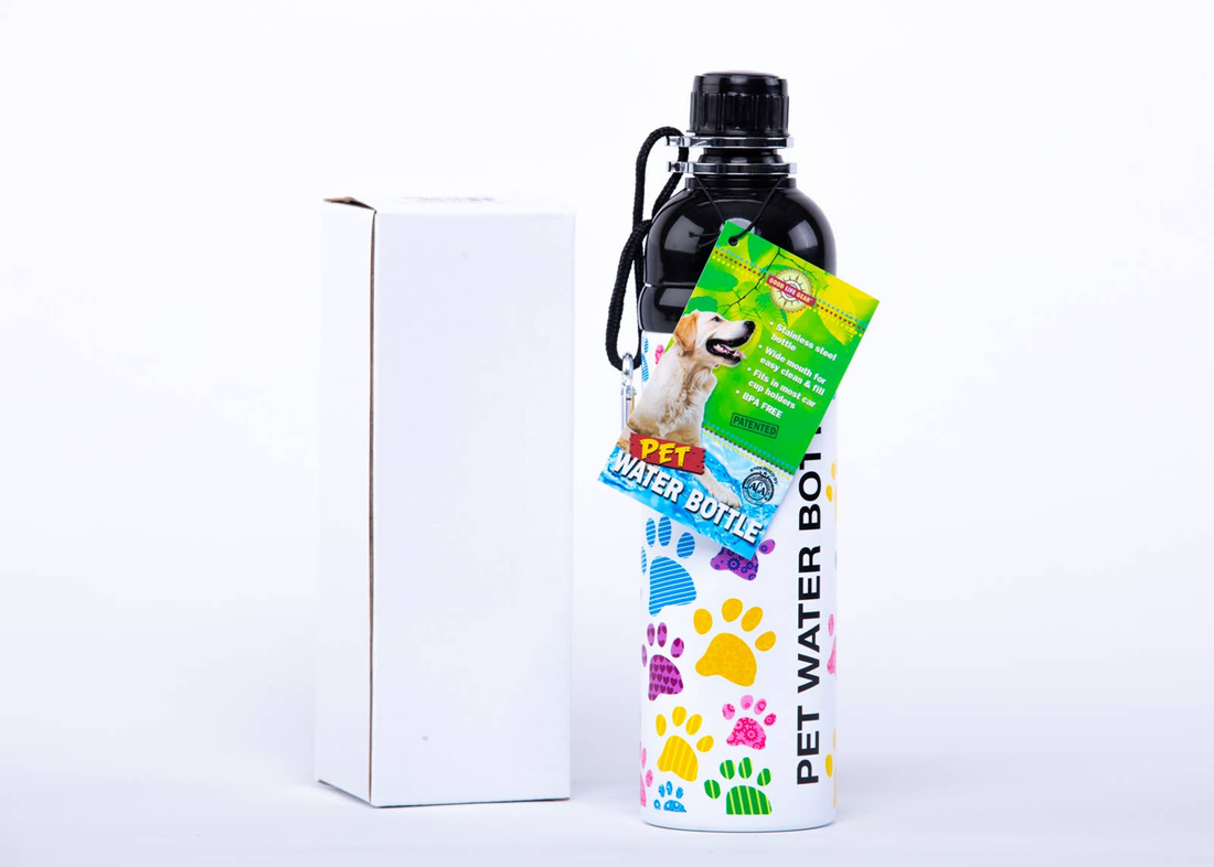 Good Life Gear Pet Water Bottle 24 oz - Colorful Paws