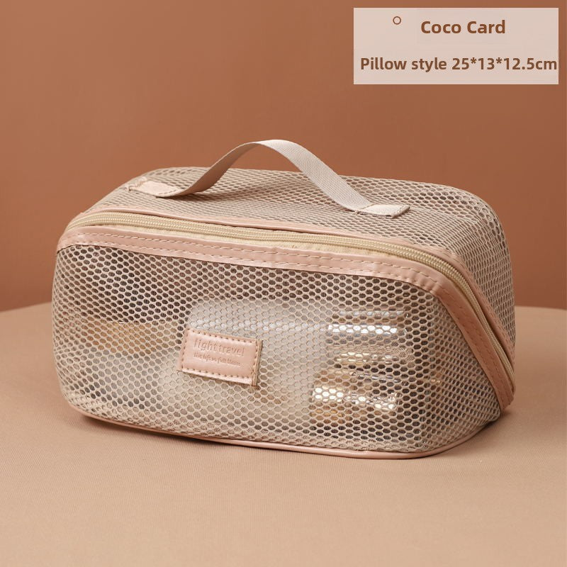 Portable Mesh Cosmetic Organizer Bag Travel Toiletry Storage Pouch