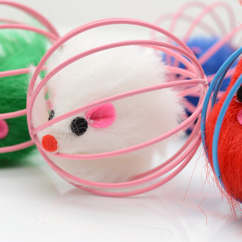 Wire cage mouse cat toy color variation