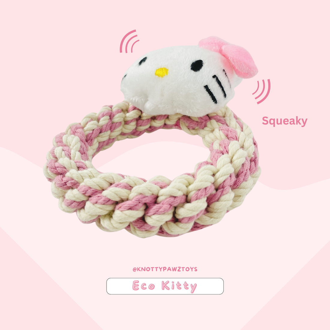 Eco Kitty Macrame Plush Squeaky Dog Toy
