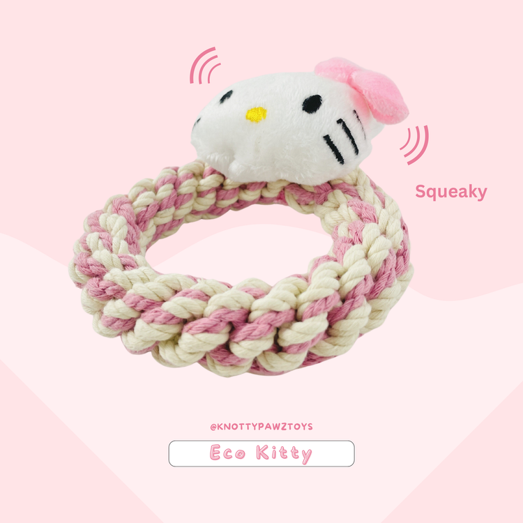 Eco Kitty Macrame Plush Squeaky Dog Toy