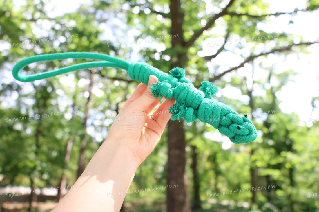 Handmade Eco-Friendly Green Lizard Dog Rope Toy