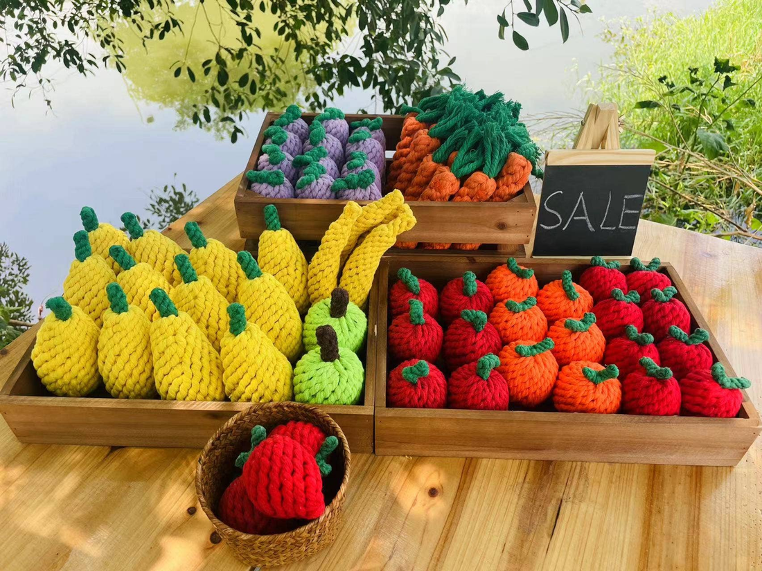 Handmade Fruit and Vegetable Macrame Dog Rope Toys