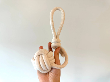 Handmade Natural White Rope Tug Toy Set, 4-Piece