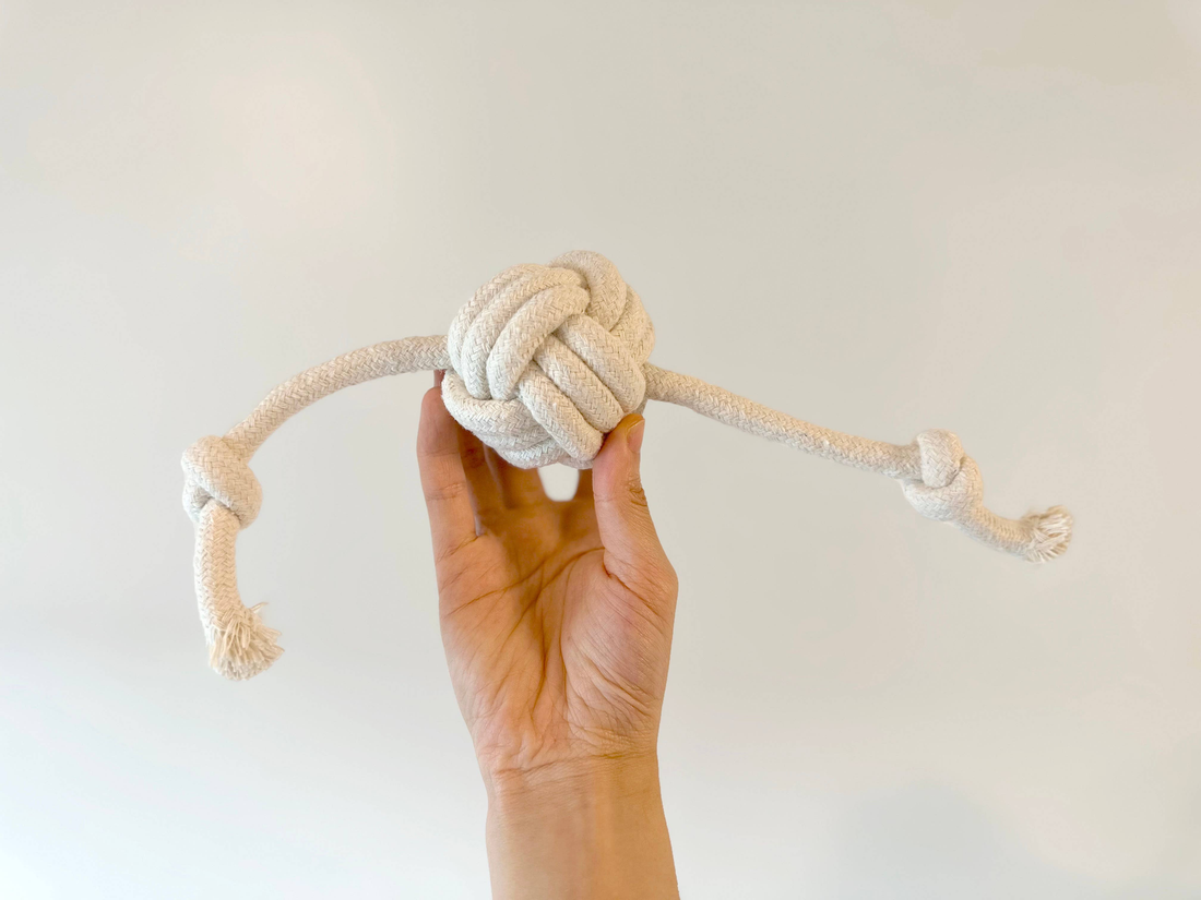 Handmade Natural White Rope Tug Toy Set, 4-Piece