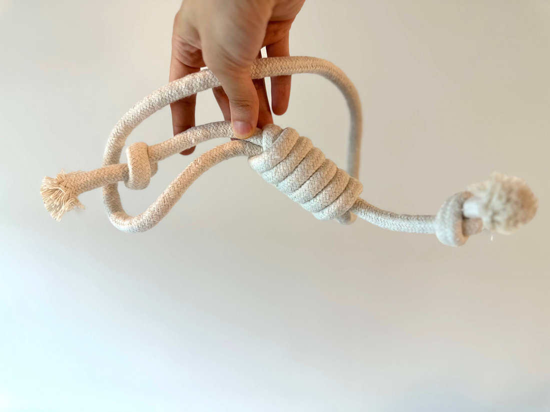 Handmade Natural White Rope Tug Toy Set, 4-Piece