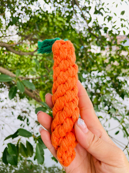 Handmade Sustainable Carrot Rope Chew Toy for Small Pets