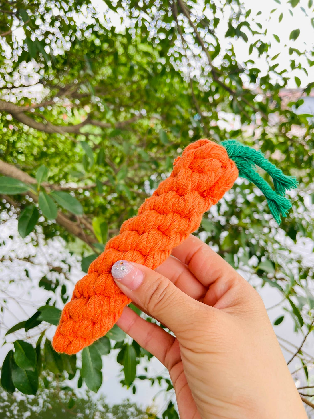 Handmade Sustainable Carrot Rope Chew Toy for Small Pets