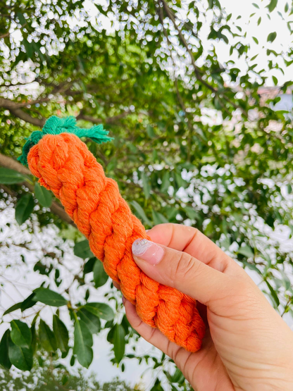 Handmade Sustainable Carrot Rope Chew Toy for Small Pets