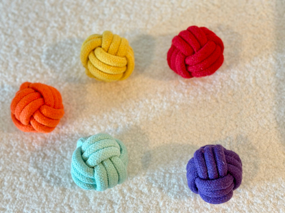 Handmade Sustainable Colorful Rope Ball Toy Set, 5-Piece