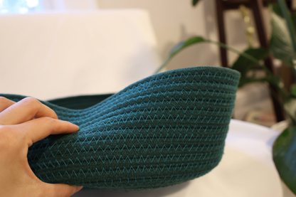 Handmade Sustainable Cotton Rope Basket, Green