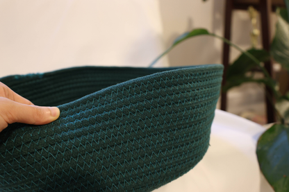 Handmade Sustainable Cotton Rope Basket, Green