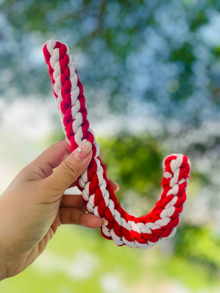 Large Braided Rope Candy Cane Dog Toy