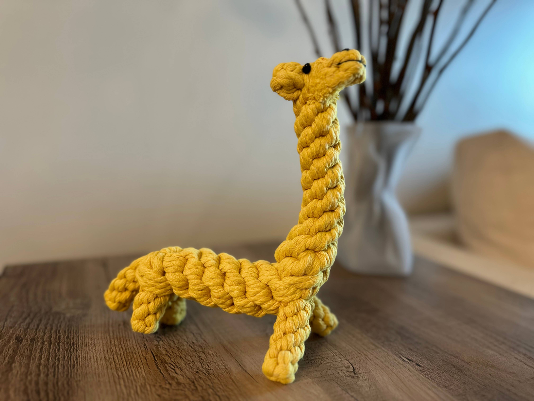 Handmade Sustainable Giraffe Dog Rope Toy