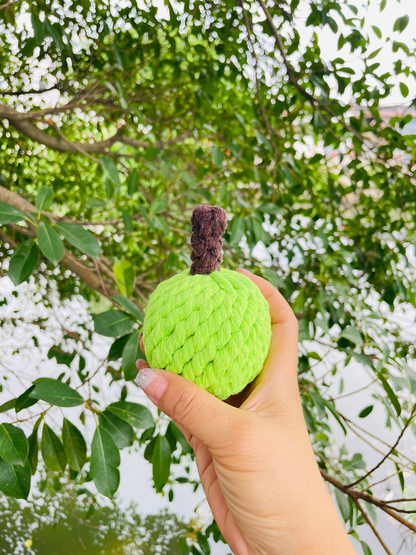 Handmade Sustainable Green Apple Rope Chew Toy for Puppies