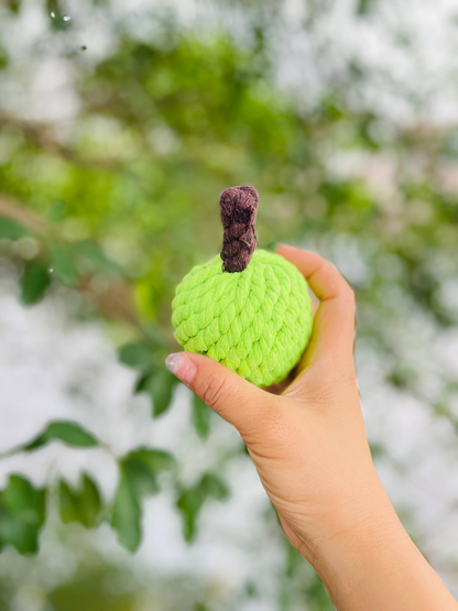 Handmade Sustainable Green Apple Rope Chew Toy for Puppies