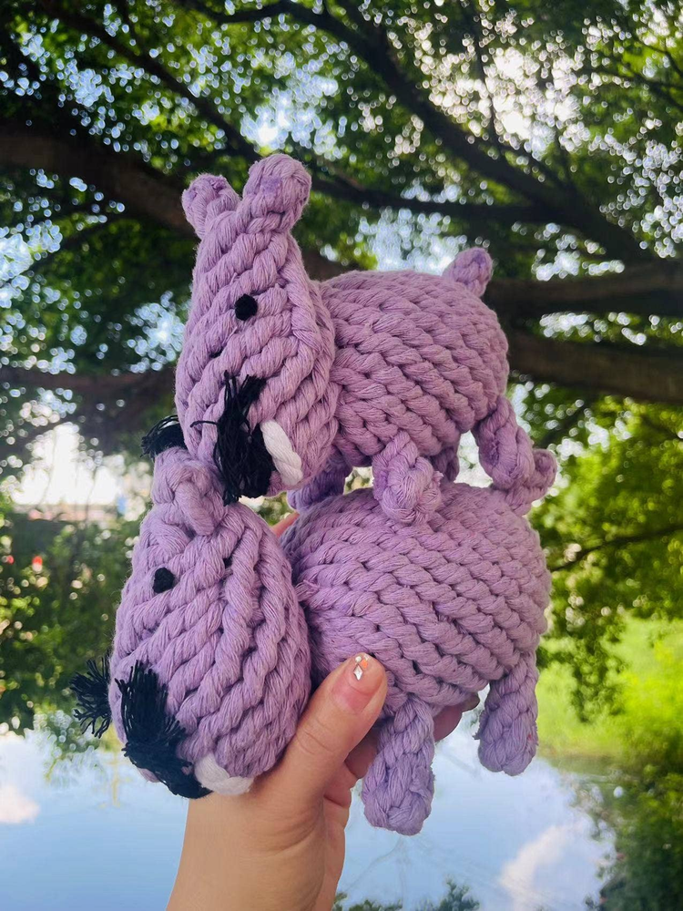 Handmade Sustainable Hippo Dog Rope Toy