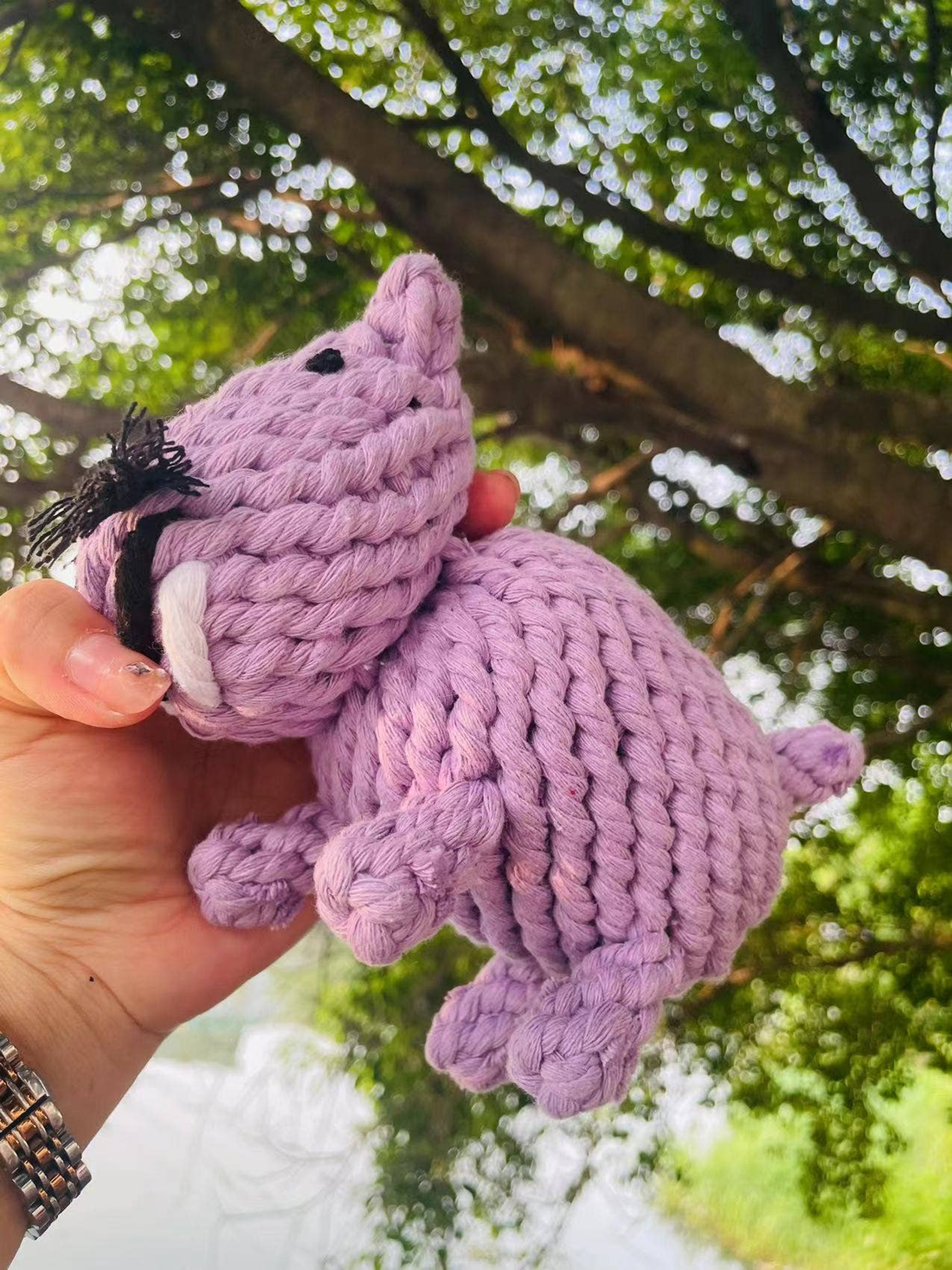 Handmade Sustainable Large Hippo Dog Rope Toy
