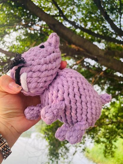 Handmade Sustainable Large Hippo Dog Rope Toy
